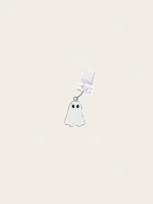 1pc White Ghost Shaped Dust Plug For Phone Charging Port - White - View 2