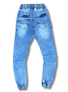 Calça Jogger Jeans Infantil para Meninos - Lavagem Média - Visão 5