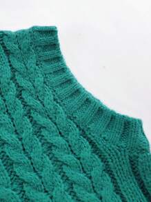 Boys' Casual And Fashionable Solid Color Round Neck Knit Vest For Autumn