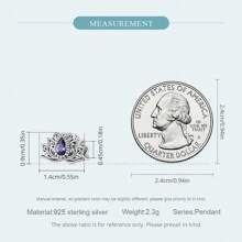 bamoer 1 PC 925 Sterling Silver Purple Shining Stone Collection Charms Love Drop Pendant fit for Charm Bracelet Vintage Pattern Beads