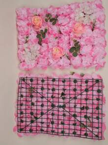 2 Piezas de panel muro 40x60cm flores rosas y blanco pared decoracion - Rosa - Ver 2