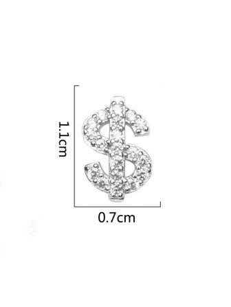 1 pieza reluciente signo de dólar en forma de Perno de oreja de hombres Arete