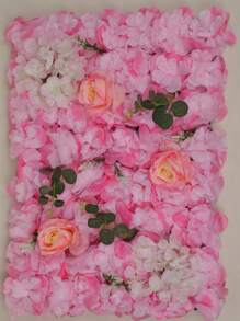 2 Piezas de panel muro 40x60cm flores rosas y blanco pared decoracion - Rosa - Ver 1