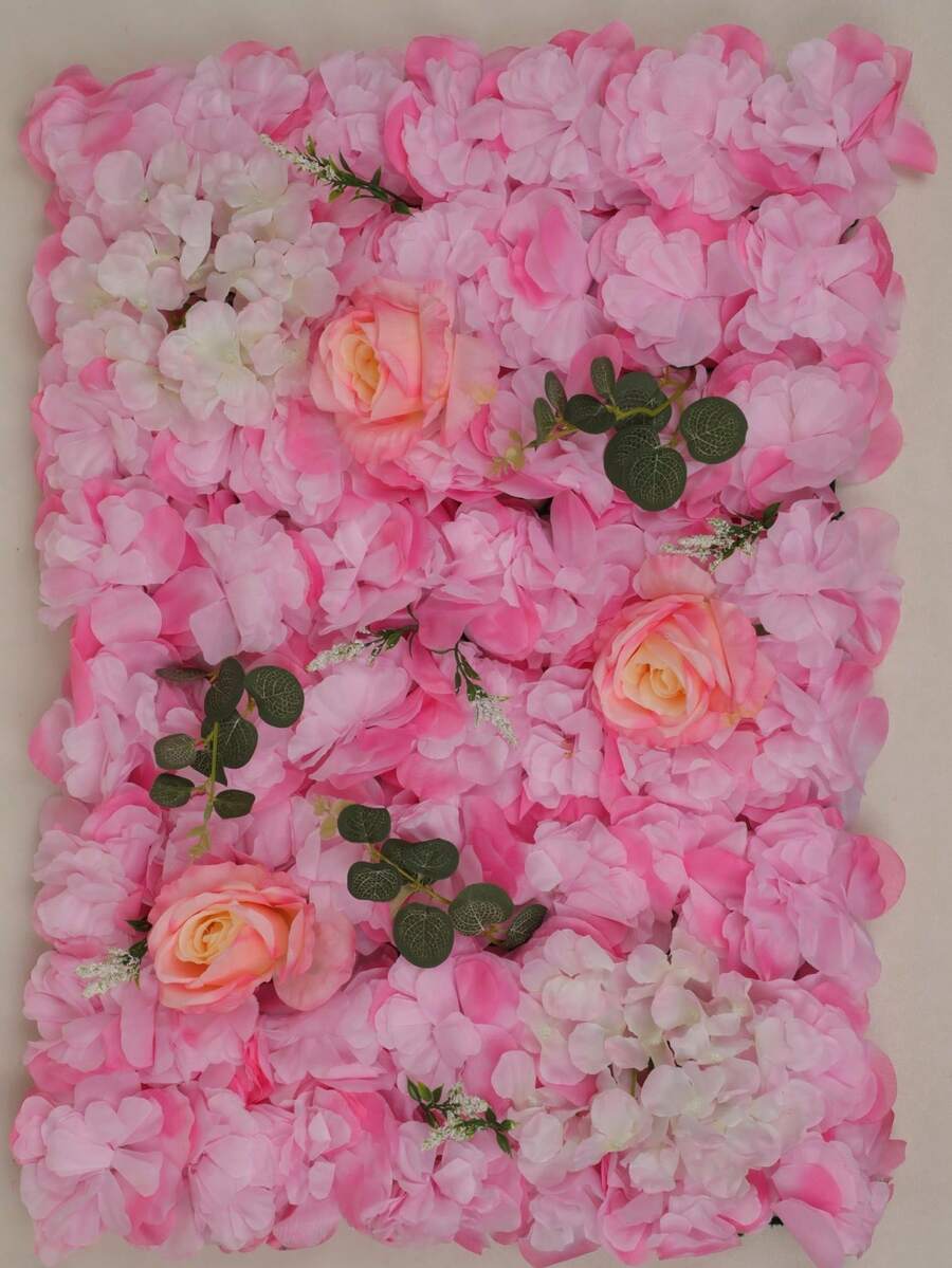 2 Piezas de panel muro 40x60cm flores rosas y blanco pared decoracion - Rosa - Ver 1