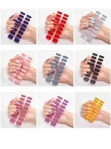 16 件/套 1 张全覆盖指甲油贴纸指甲贴自粘凝胶指甲贴花，适合家庭、女性、女孩、DIY 指甲装饰（渐变风格） - 咖啡棕 - 查看 5