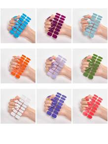 16 件/套 1 张全覆盖指甲油贴纸指甲贴自粘凝胶指甲贴花，适合家庭、女性、女孩、DIY 指甲装饰（渐变风格） - 咖啡棕 - 查看 6