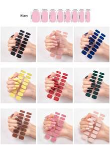 16 件/套 1 张全覆盖指甲油贴纸指甲贴自粘凝胶指甲贴花，适合家庭、女性、女孩、DIY 指甲装饰（渐变风格） - 咖啡棕 - 查看 3