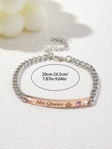 1 Par Pulseras De Acero Inoxidable Para Parejas - Multicolor - Ver 3