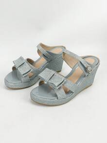 1pair Light Blue Wedge Heel Slippers - Baby Blue - View 6
