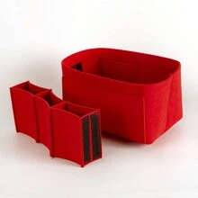 1pc Solid Color Felt Cosmetic Bag For Women - Pink - View 9