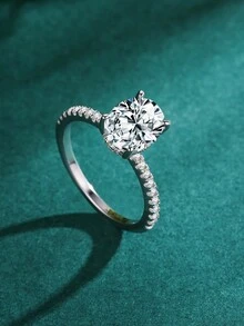 1pc Fashion 925 Sterling Silver Oval 5A Cubic Zirconia Ring For Women Luxury Wedding Engagement Jewelry Gift - Silver - View 4