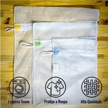 KIT com 8 Sacos Lava Fácil para Máquina de Lavar Roupas Tamanho Grande 50x45 cm - Branco - Visão 2