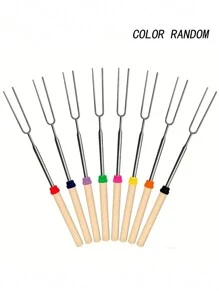 1入不鏽鋼伸縮燒烤叉戶外燒烤棒，雞翅，活腿，糖果燒烤棒針，顏色隨機露營 - 彩色 - 查看 1
