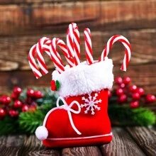 1set(6pcs) Christmas Red & White Candy Cane Decoration Hanging Ornaments, Creative Artificial Candy Cane Ornaments For Christmas Decorations - Red and White - View 10