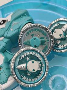 Cool Spinning Top Battle Game Light-up Alloy Wire Launcher Set, Including Battle Plate - Blue - View 3