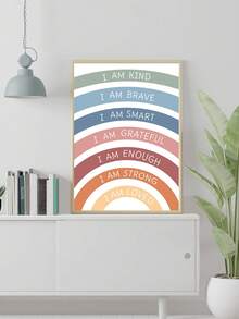 1副啟發性名言防水矩形合成纖維合成芯彩色英語裝飾畫(無框),適用於兒童房/書房/教室裝飾 - 彩色 - 查看 3