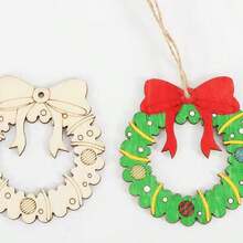 27入組9種不同聖誕主題的木製裝飾品,每個裝飾品都有3個,並帶有3米的繩子,diy聖誕裝飾,未上色的工藝裝飾,提供多種顏色組合。 - 米色 - 查看 5