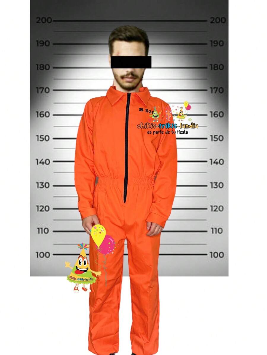 Adult Halloween Costume Orange Coverall Prisoner Jail Prisoner Costume, Carnival - trái cam - Xem 1