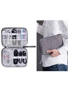 1pc Men Women Grey Nylon Watch Organizer Case Multifunction Portable Travel Package Compatible With Apple Watch Strap /Cables/Chargers/Headsets Watchband Storage Bag Holder Boxes Pouch