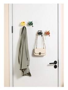 可愛的牛形拖把架,免打孔,重型,浴室吸盤掛架,壁掛式清潔工具夾 - 黑色 - 查看 5