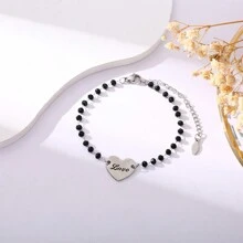 1pc European And American Style Fashionable Titanium Steel Bracelet, Daily Unisex Accessory - Silver - View 16