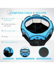 Casa Corral Mascotas 91cm Plegable Portátil Multifuncional - Azul - Ver 6