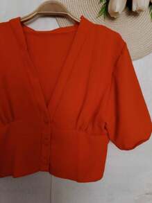 Women Blouses - 橘色 - 查看 3