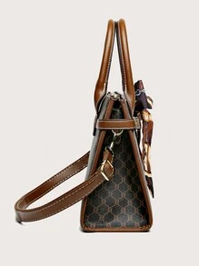 Bolso De Moda Estilo Viajero De 3 Piezas Con Bufanda De Seda - Café integral - Ver 5