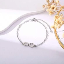 1pc European And American Style Fashionable Titanium Steel Bracelet, Daily Unisex Accessory - Silver - View 23