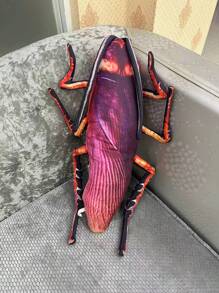 1只逼真蟑螂毛絨玩偶枕頭,創意有趣的毛絨玩具,生日禮物 - 酒紅色 - 查看 3