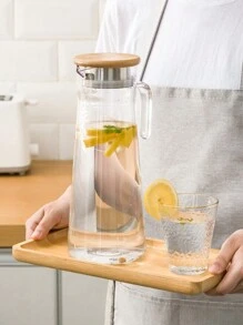 1個帶蓋水壺,37.1oz / 54.1oz重型飲料壺,有不銹鋼蓋或木蓋,適用於果汁,奶茶,夏季飲料,廚房用品,家庭廚房用品,生日禮物