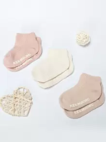 FEISHDEK 3 Pairs Toddler Kids Solid Casual Anti-Skid Ankle Socks For Indoor Daily Play - Multicolor - View 2