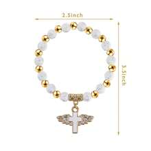 Juego De 6 Recuerdos De Bautizo Con 6 Brazaletes De Ángel Cruzado, 6 Cajas De Recuerdo De Bautizo, 6 Etiquetas De Agradecimiento Y 6 Bolsas De Organza Para Regalar A Mujeres, Niñas Y Niños En Bodas, Fiestas Y Baby Showers - Albaricoque - Ver 3