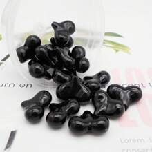 20 件黑色亚克力心形珠子光滑散珠隔珠适用于制作手链项链 DIY 工艺品情人节 - 黑色 - 查看 3