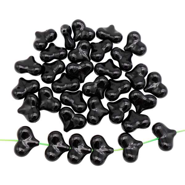 20pcs Black Acrylic Heart Beads Smooth Loose Spacer Beads For Jewelry Making Bracelets Necklaces DIY Crafts Valentines