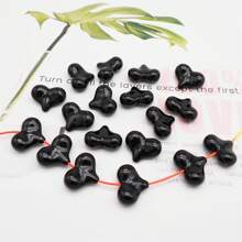 20 件黑色亚克力心形珠子光滑散珠隔珠适用于制作手链项链 DIY 工艺品情人节 - 黑色 - 查看 4