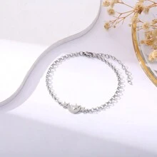 1pc European And American Style Fashionable Titanium Steel Bracelet, Daily Unisex Accessory - Silver - View 10