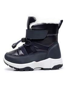 Apakowa Boys Girls Snow Boots Outdoor Cold Weather Winter Boots (Toddler/Little Kid) - Navy Blue - View 2