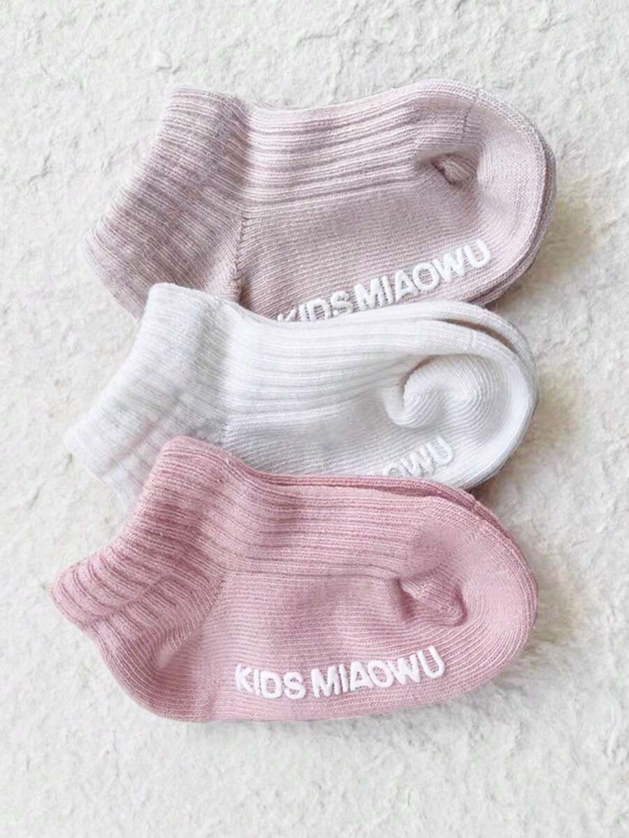 FEISHDEK 3 Pairs Toddler Kids Solid Casual Anti-Skid Ankle Socks For Indoor Daily Play - Multicolor - View 1