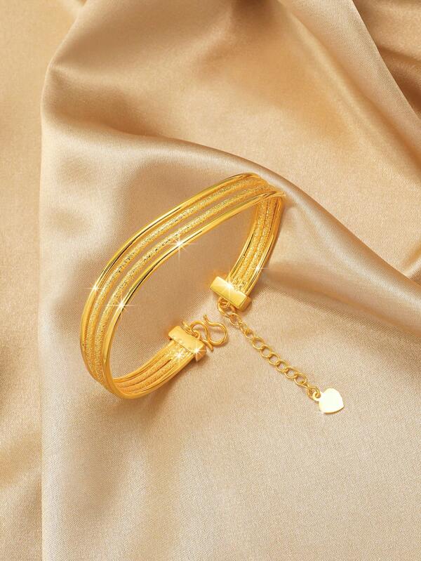 سوار مفتوح فتح قابل للتعديل , أنيق متعدد الجوانب والاستعمالات قص مجوف نمط صيني الذهبي نغمة كلاسيك نمط قطعة واحدة