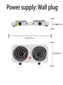 1入牆壁插頭5檔雙爐電爐-熱牛奶、咖啡、摩卡壺等 -攜帶方便且可調節溫度!