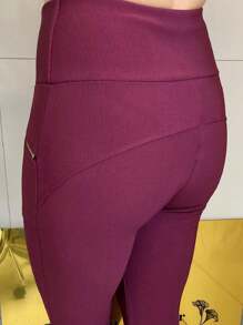 Women Sports Pants - 酒紅色 - 查看 2