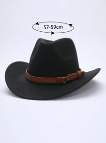 新款西部牛仔帽,適用於舞蹈表演和爵士秀,帶皮帶裝飾,毛氈帽子,適合情侶配帶