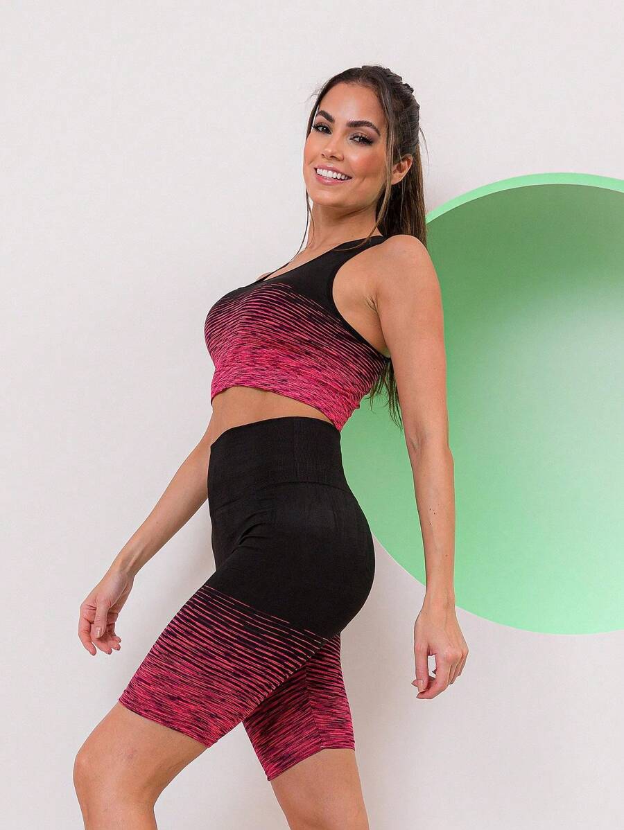 Women Sports Sets - 玫紅色 - 查看 1