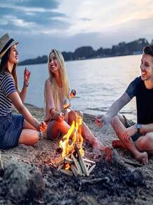 1入不鏽鋼伸縮燒烤叉戶外燒烤棒，雞翅，活腿，糖果燒烤棒針，顏色隨機露營 - 彩色 - 查看 2