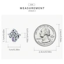 bamoer 1 PC 925 Sterling Silver Purple Shining Stone Collection Charms Love Drop Pendant fit for Charm Bracelet Vintage Pattern Beads