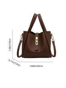1個女款咖啡棕色手提包,新款通勤理想手袋,時尚大容量肩背包 - 咖啡棕 - 查看 9