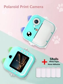 24mp 1080p照相機與5捲相紙,2.4吋ips螢幕支援32g卡可充電相機 - 藍色 - 查看 2