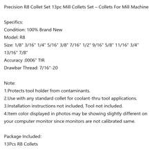 Precision R8 Collet Set 13pc Mill Collets Set–Collets For Mill Machine - Silver - View 11