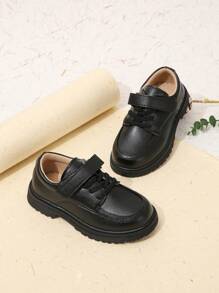 1 Paio Di Scarpe Da Cerimonia Nere Piatte In Stile Inglese Per Ragazzi, Adatte A Tutte Le Stagioni E Alle Occasioni Scolastiche E Formali, Realizzate In PU - nero - Visualizzare 4